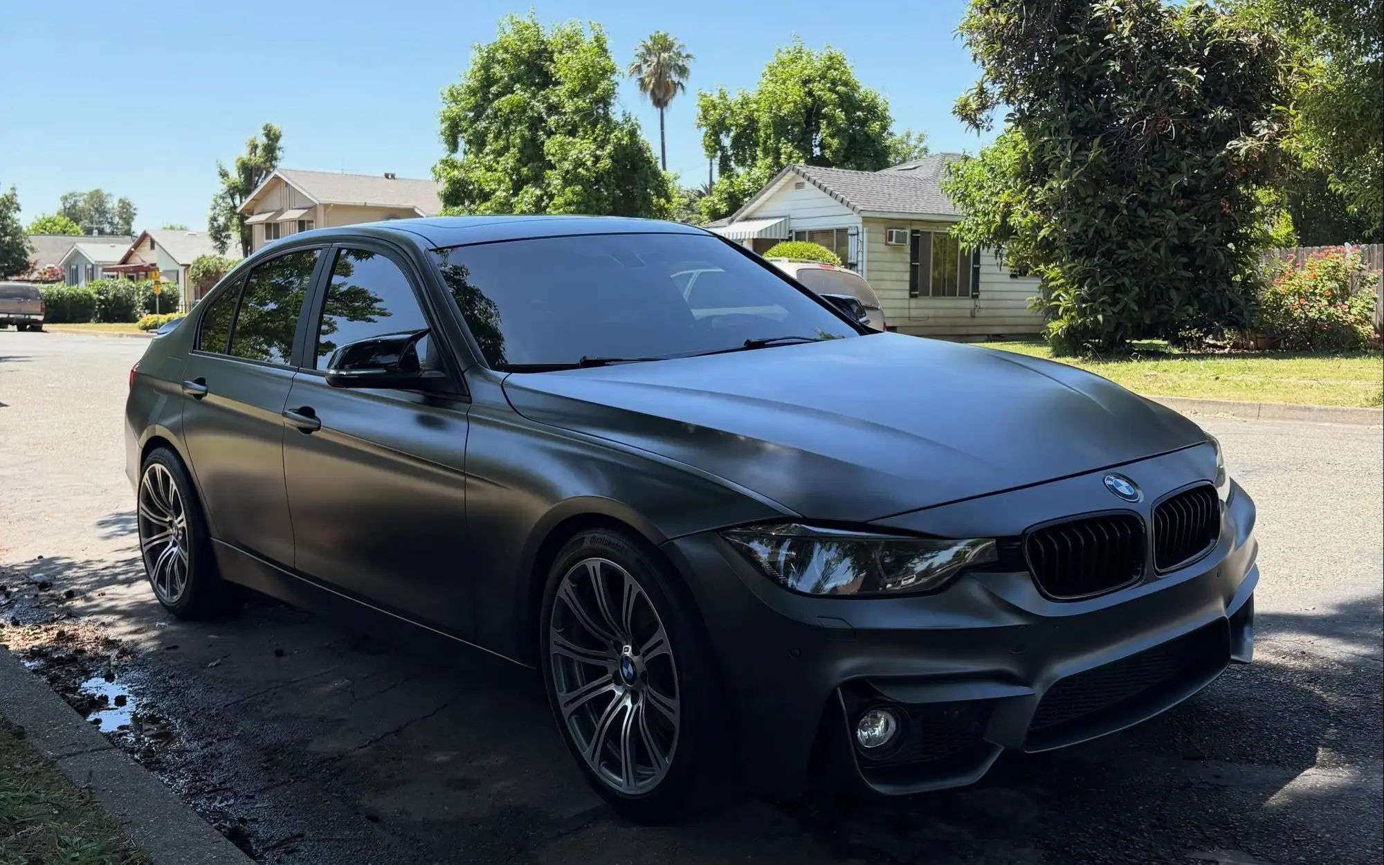 Matte gray BMW 3 Series after a Full Detail