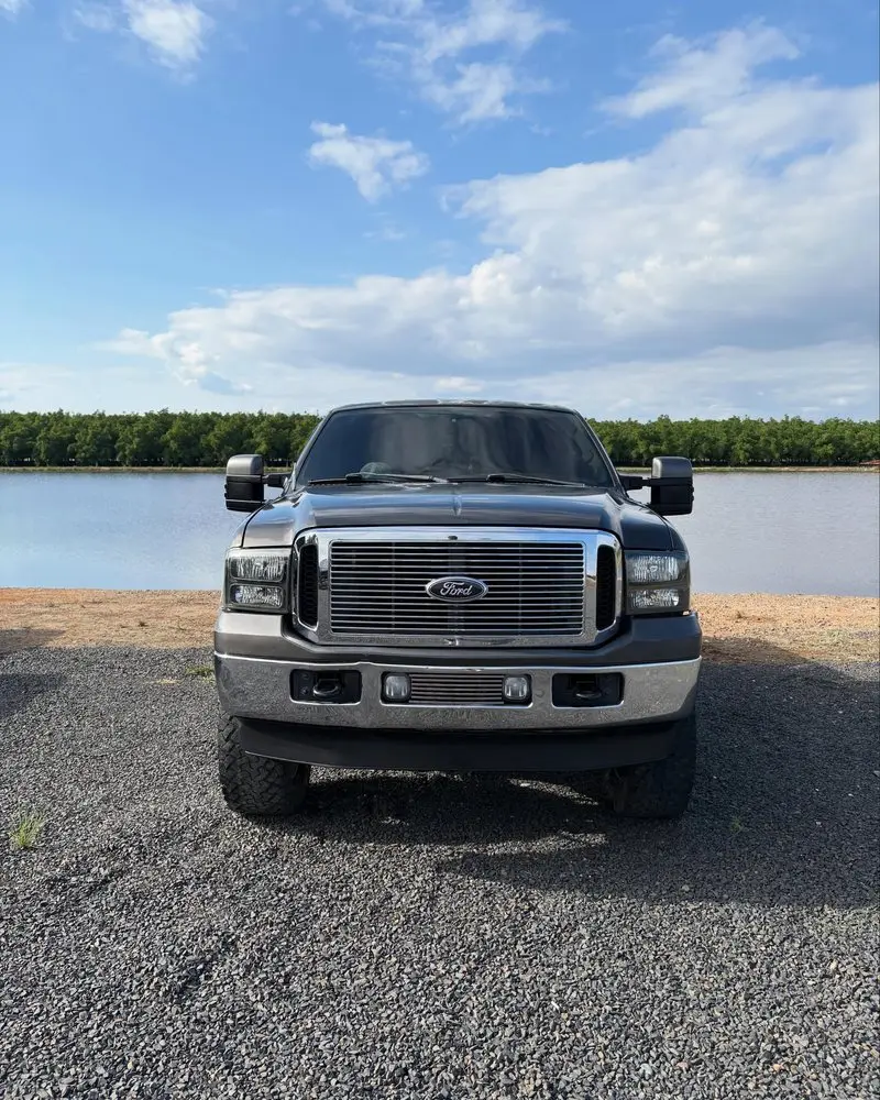 Brown Ford F-250 parked at the lake after detailing